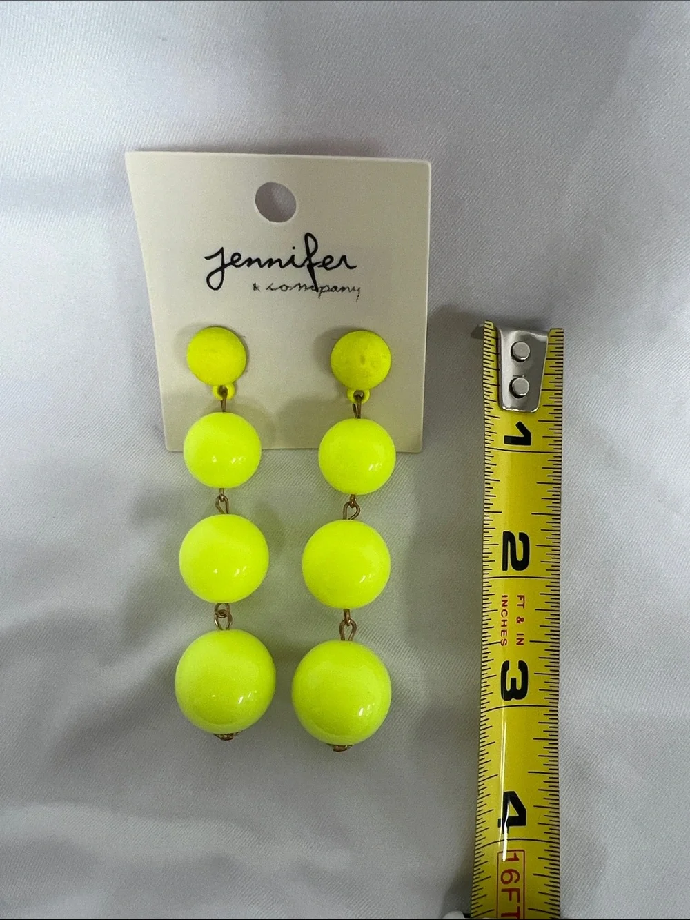 Jennifer Lopez Neon Lime Triple Drop Earrings - Picture 2 of 3